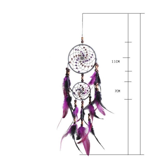 Creative Handmade Five-ring Dream Catcher Pendant Living Room Bedroom Decor Beautiful Hanging Ornament Elegant Wall Art Decoration For Windows Balcony Bedroom & Wedding Party Gift For Girls Kids