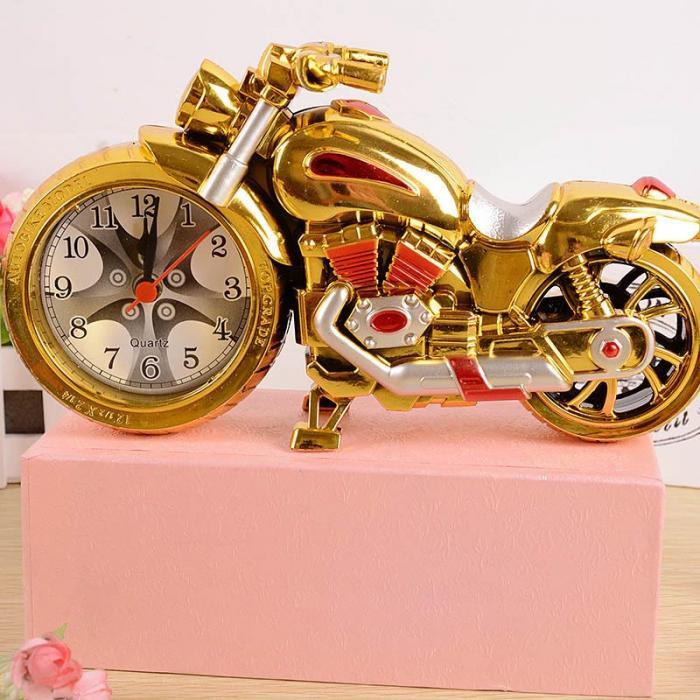 Creative Motorcycle Motorbike Pattern Non Ticking Analog Alarm Clock Alarm Clock Desk Clock Creative Home Birthday Gift Cool Clock
