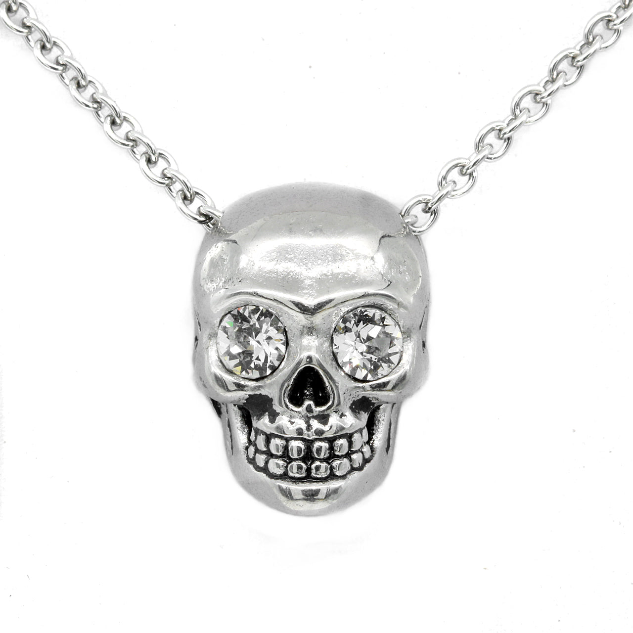 Kristall-Totenkopf-Halskette mit funkelnden Strassaugen