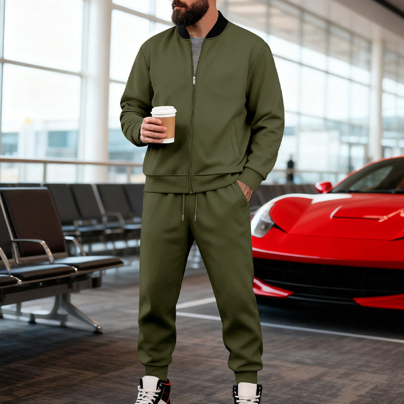 Mens Yolk-zip Baseball Jacket And Sportswear Set