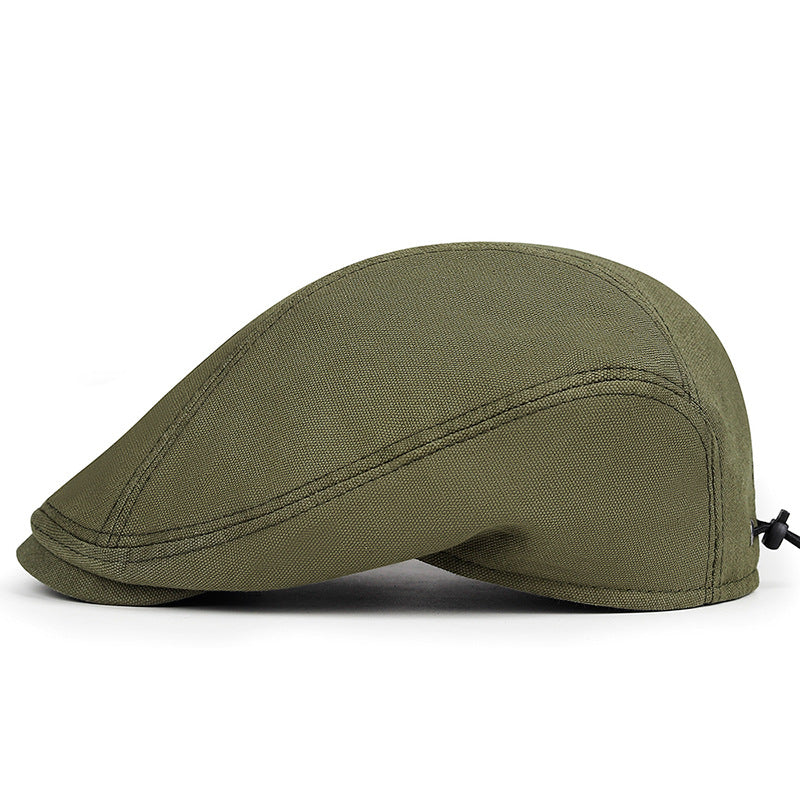 Retro British Canvas Beret Solid Color Minimalist