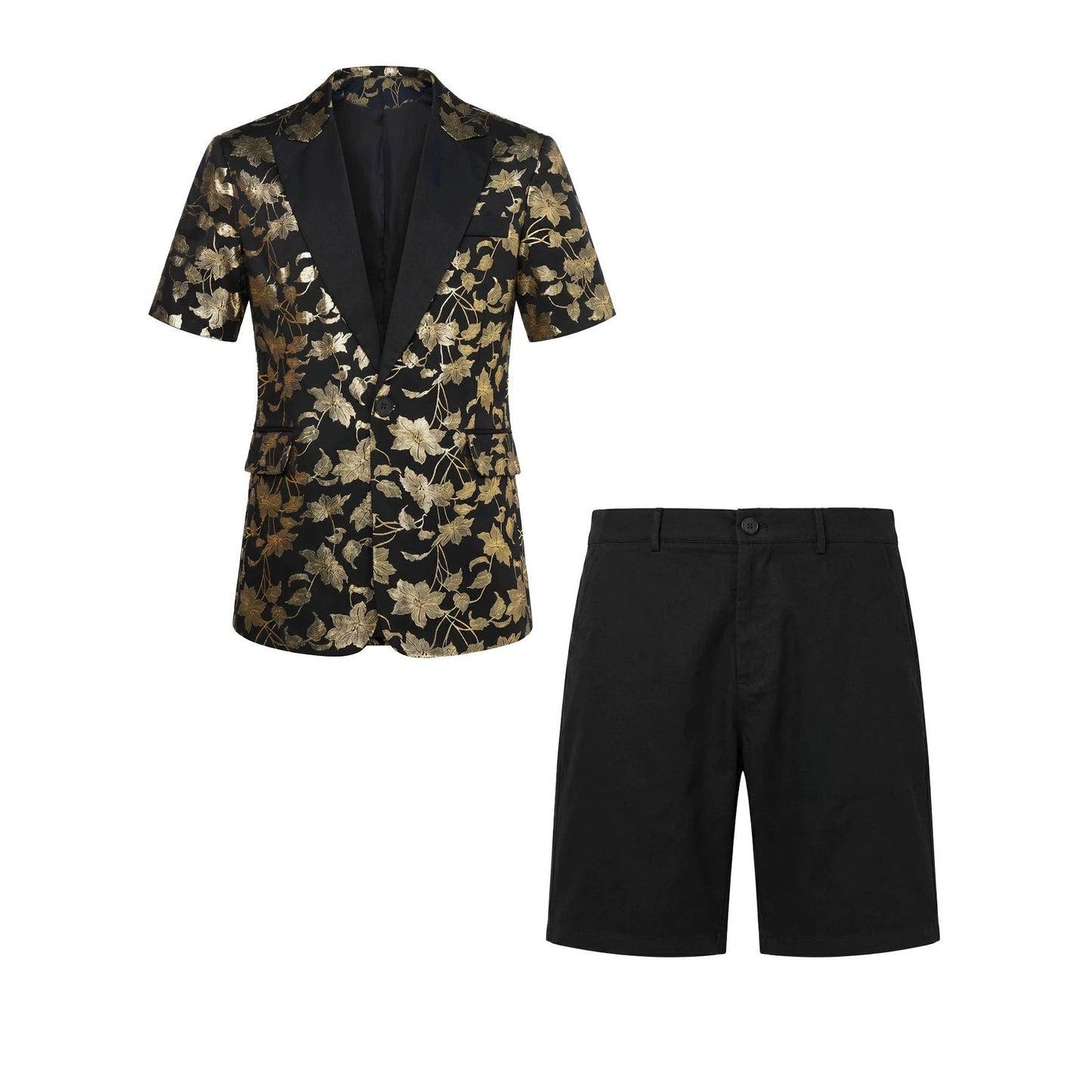 Mens Fashion Gold-embossed Pattern Suit Set