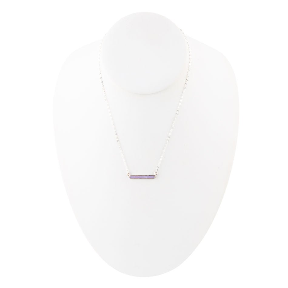 Dainty Amethyst Bar Necklace - ThisandThatShoppe