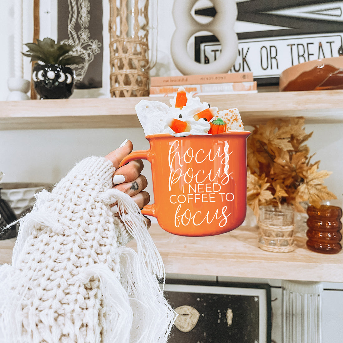 Hocus Pocus Coffee Mug 14.5oz Orange Ceramic Halloween Witch Gift