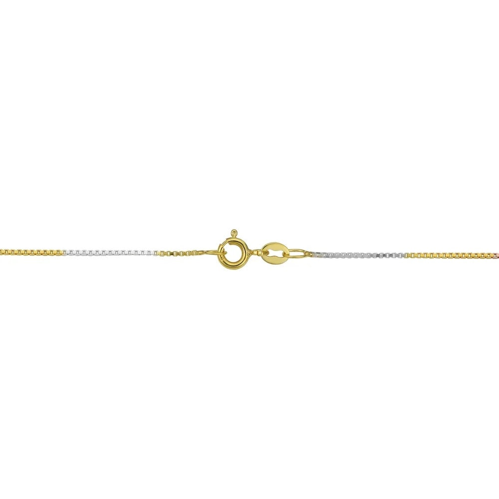 Sterling Silver Tri Color Box Chain Adjustable 16-24 Inch