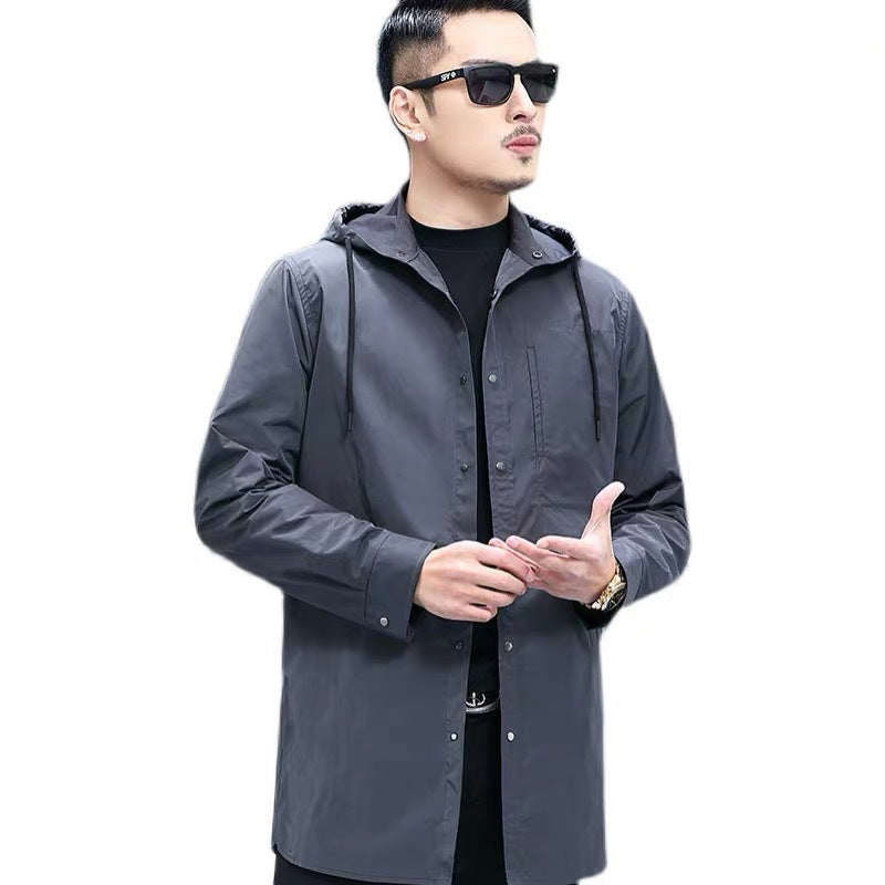 Mens Casual Mid-length Trench Coat