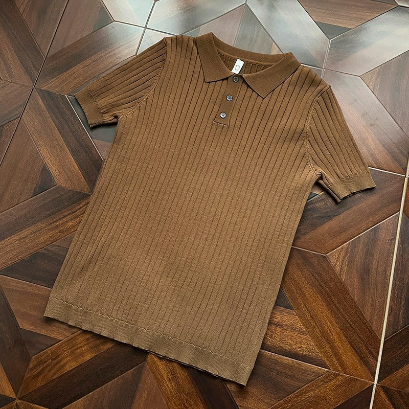 Men's Ice Silk Knitted Polo Shirt T-Shirt