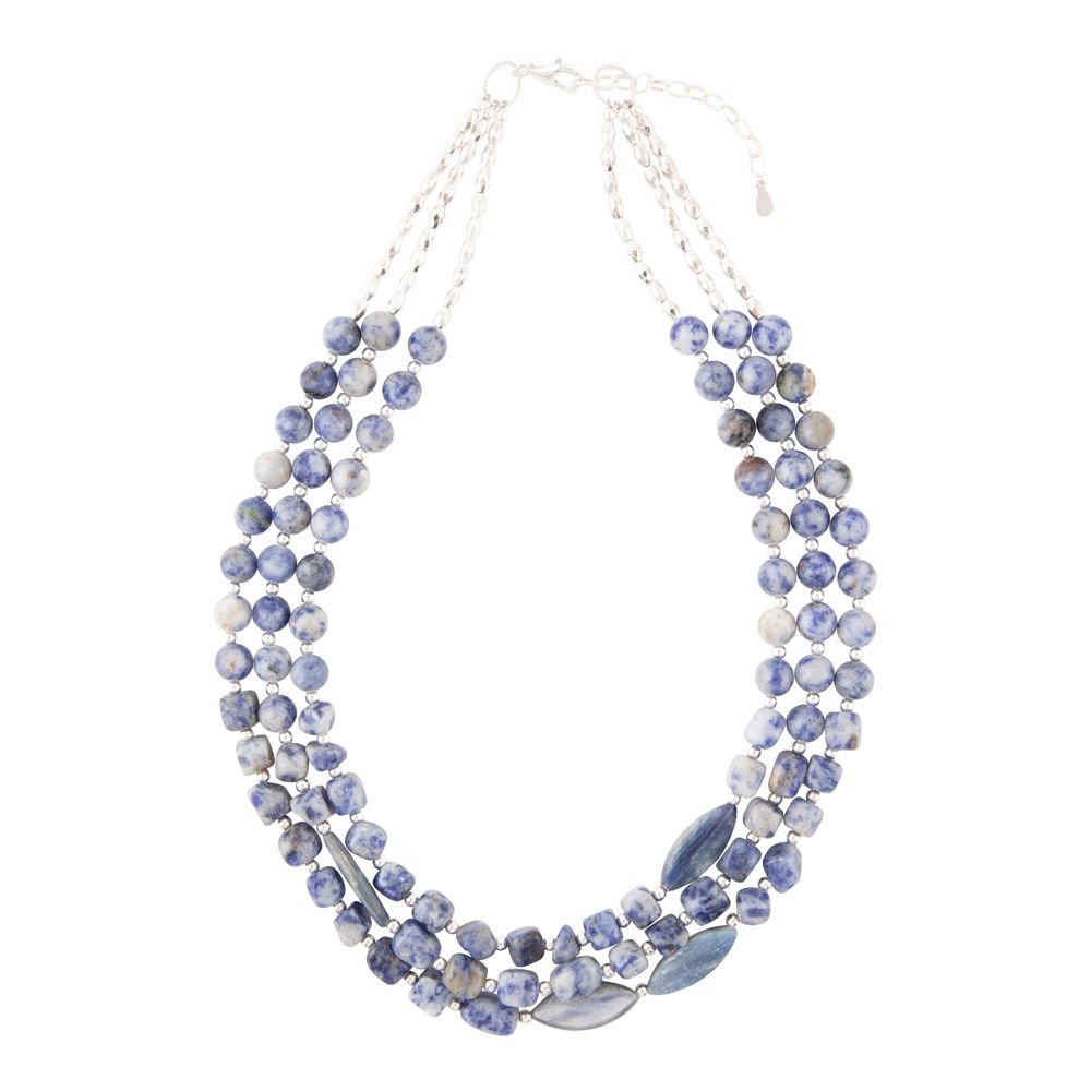Collier en argent sterling avec lapis-lazuli bleu et cyanite denim