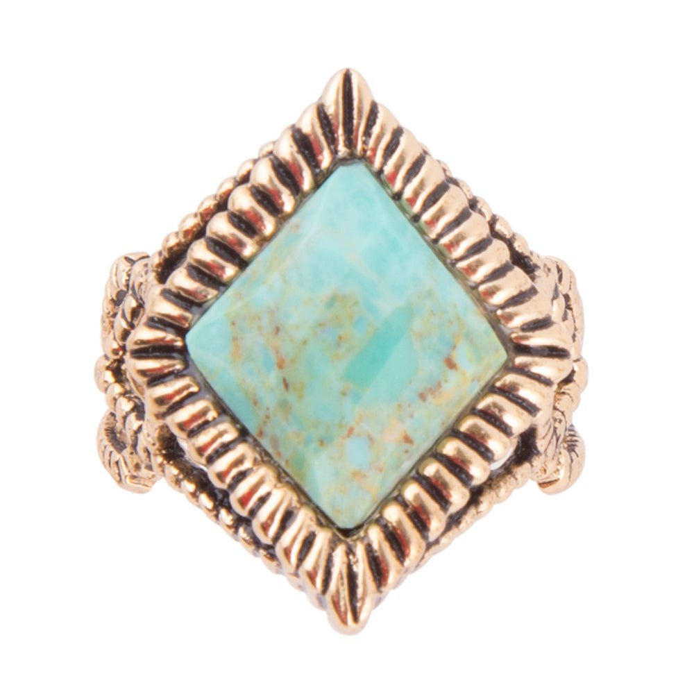 Diamond Days Blue Turquoise and Golden Ring - ThisandThatShoppe