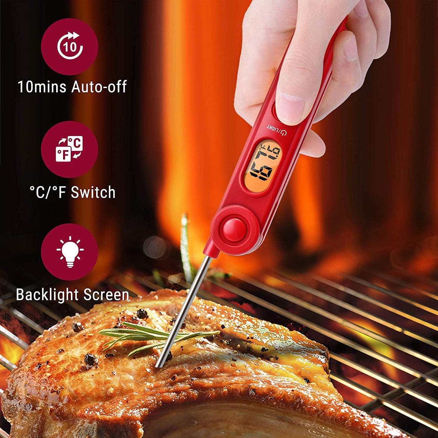 Digital Read Meat Thermometer Best Waterproof Thermometer for Kitchen Cooking Food BBQ Grill And Oil Deep Fry Candy Kitchen Cooking Food Thermometer With Backlight Magnet For Deep Fry Grill Smoker Thermometer