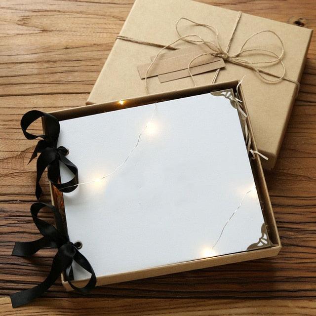 DIY Photo Albums Wedding Photo Scrapbook 20Pages Cover Self Adhesive Scrapbook Album Case Binding Hardcover Craft Blank Black Page Wedding and Anniversary Family Photo Album