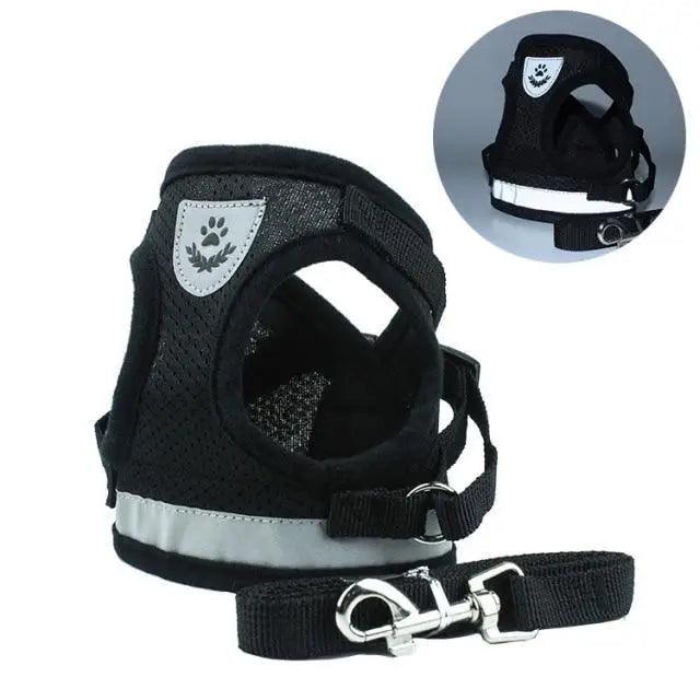 Dog Harness and Leash Set For Small Medium Dogs Nylon Mesh Puppy Cat Harnesses Vest Reflective Walking Lead Leash Puppy Harness and Leash No Pull Adjustable Reflective Harness with Soft Mesh for Puppies and Small Dogs