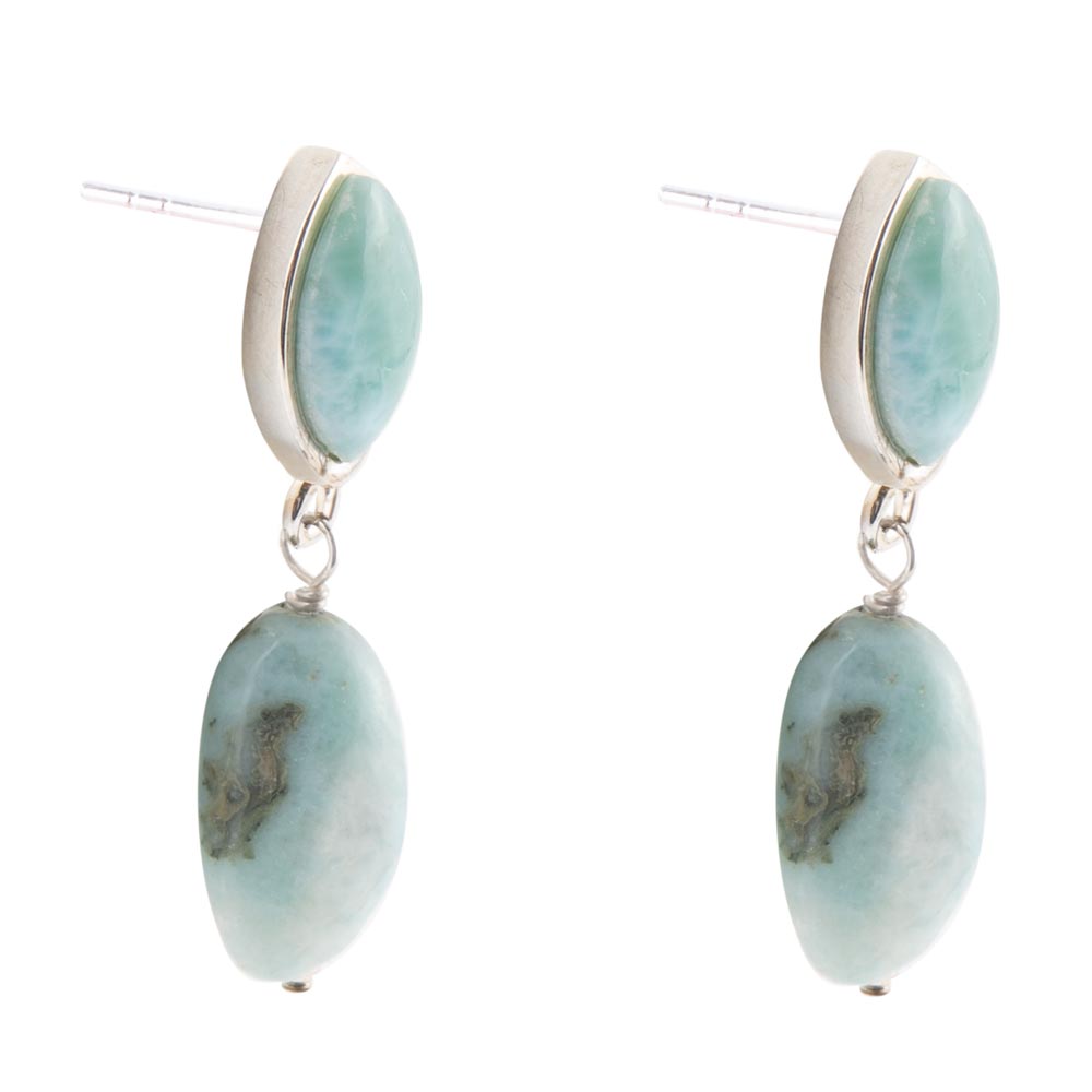 Dolce Blue Larimar and Sterling Silver Drop Earrings - ThisandThatShoppe