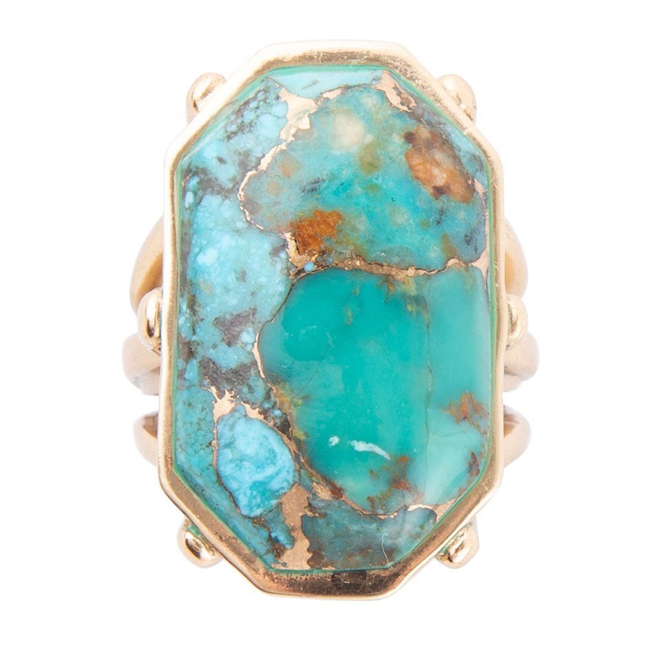 Dolce Blue Teal Turquoise Matrix and Golden Ring - ThisandThatShoppe