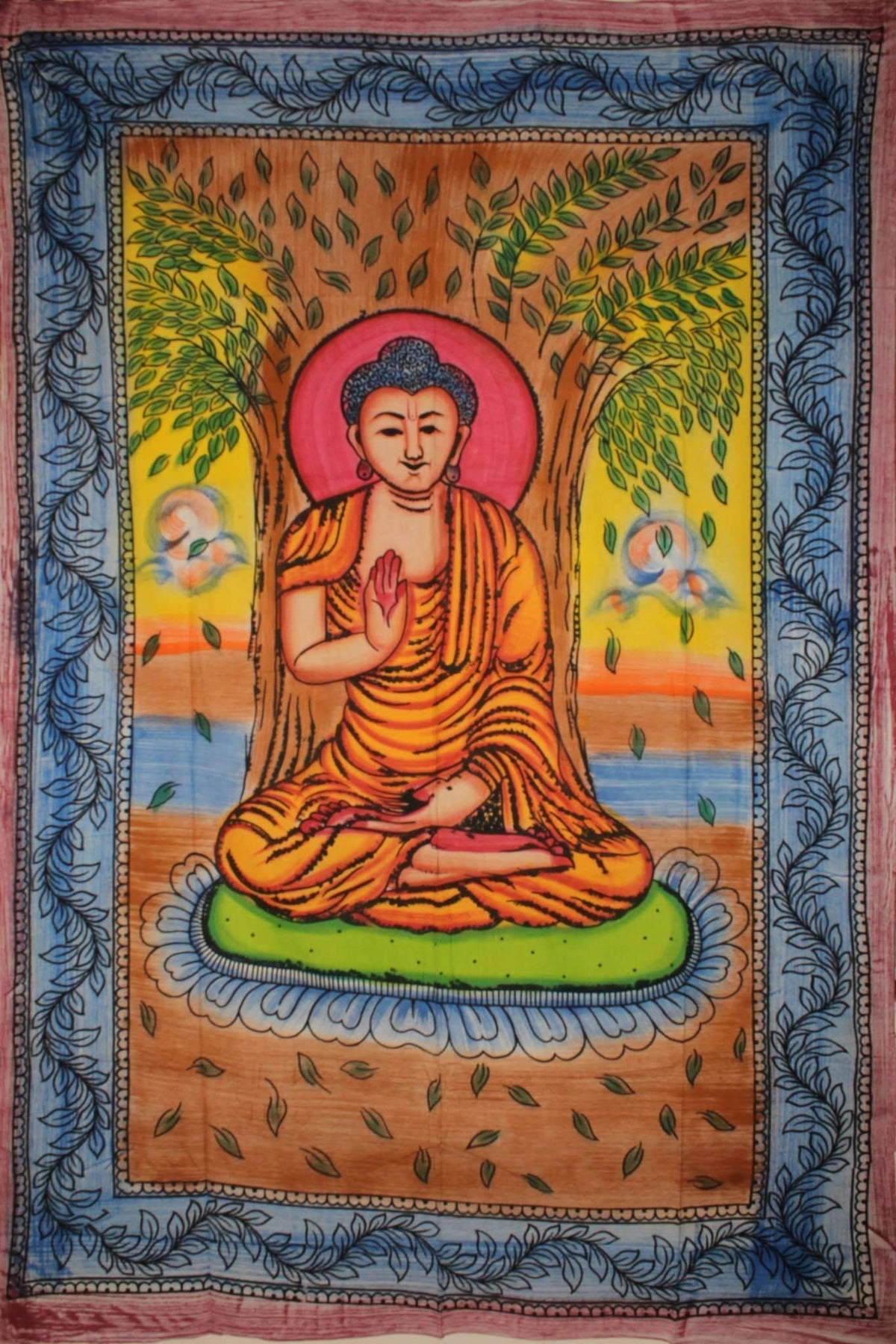 Tapisserie de méditation de Bouddha sous l'arbre de Bodhi Art mural