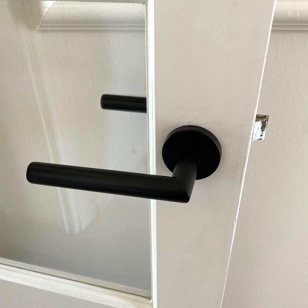 Door Handle Brushed Stainless Steel Tube Hollow Spray Paint Frosted Black Round Cover Split Right Angle Door Handle Stainless Steel Tube Hollow Spray Paint Frosted Black Round Cover Split Right Angle Door Handle