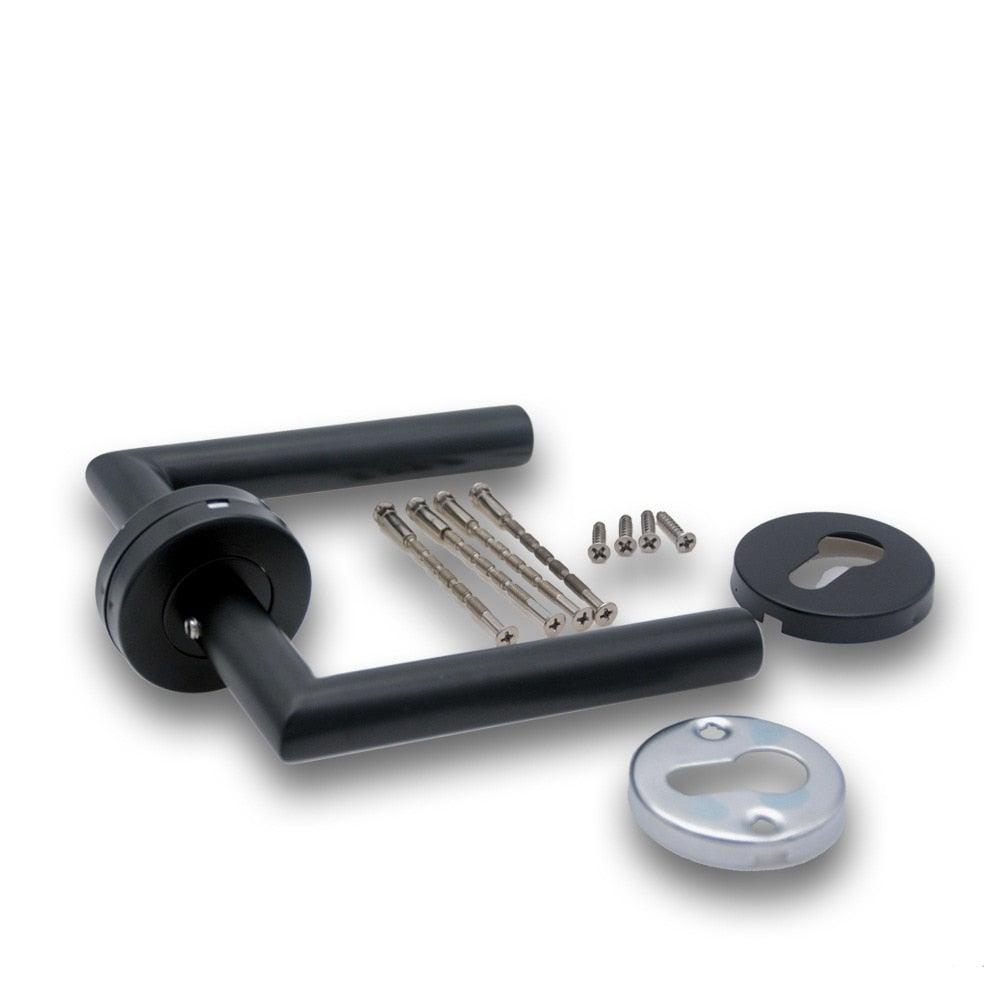 Door Handle Brushed Stainless Steel Tube Hollow Spray Paint Frosted Black Round Cover Split Right Angle Door Handle Stainless Steel Tube Hollow Spray Paint Frosted Black Round Cover Split Right Angle Door Handle