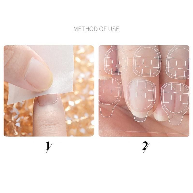 Double Sided False Nail Art Adhesive Tape Glue Sticker Tips Fake Nail Acrylic Manicure Gel Makeup Tool Self Adhesive Nail Glue Sticker for False Nail Tips Waterproof Breathable Jelly Gel Nail Tape Glue Stickers for False Nails Tips