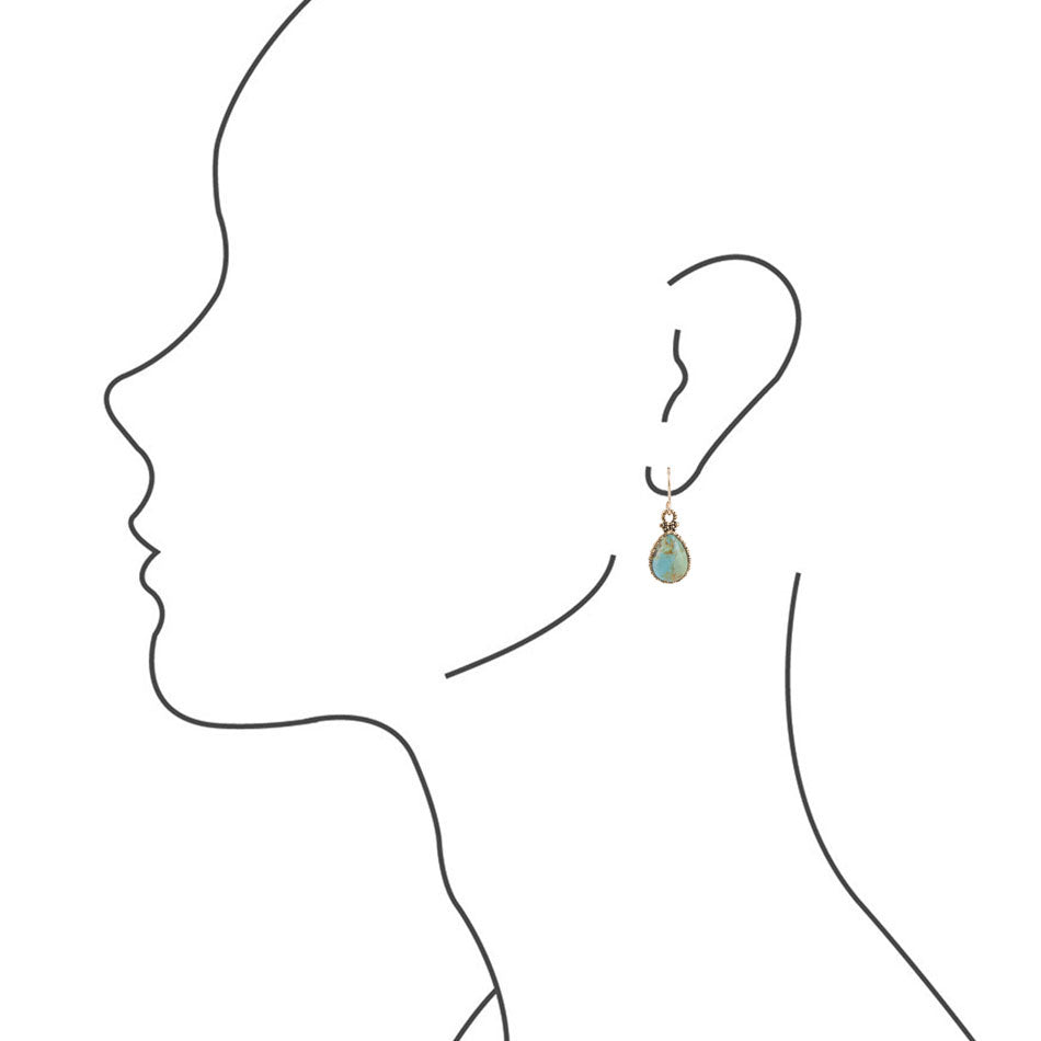 Boucles d'oreilles pendantes bleu turquoise et dorées, style rêveur