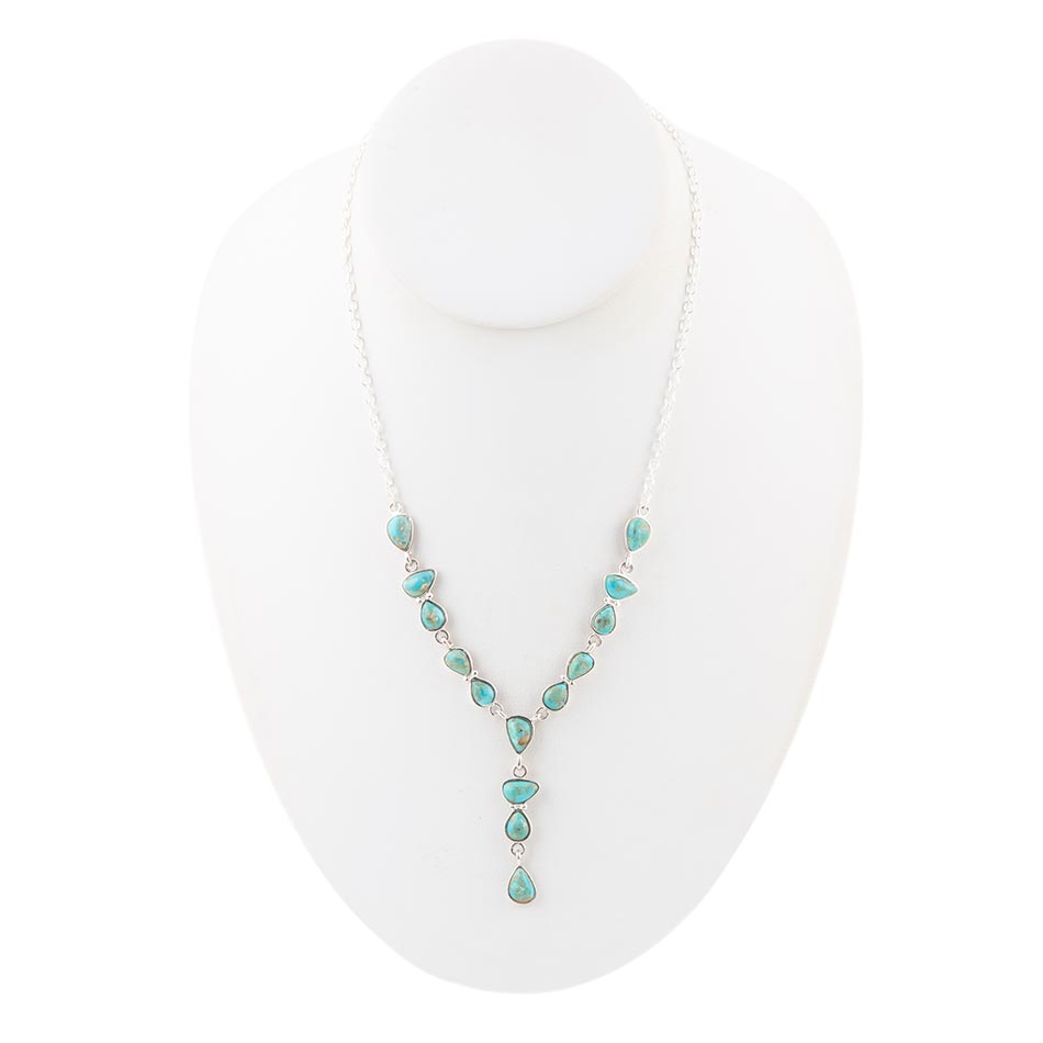 Durango Blue Turquoise and Sterling Silver Y-Necklace - ThisandThatShoppe