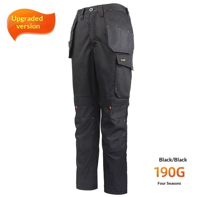 Abrasion-resistant, Multi-pocket Loose-fit Work Pants With Reflective Strips For Electricians And Mechanics