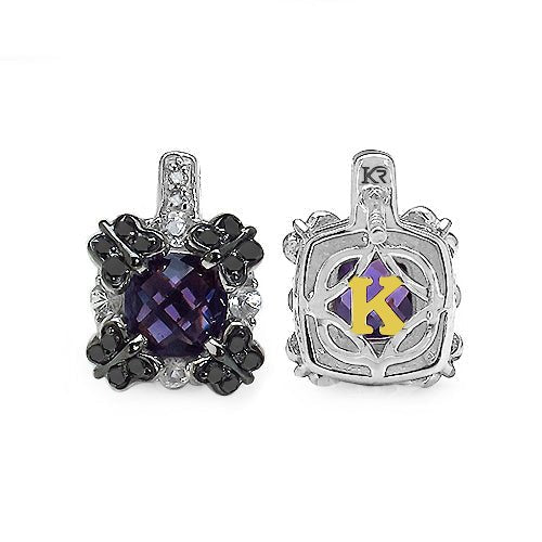 2.67 Carat Genuine Amethyst White Sapphire & Black Diamond .925 Sterling Silver Earrings - ThisandThatShoppe