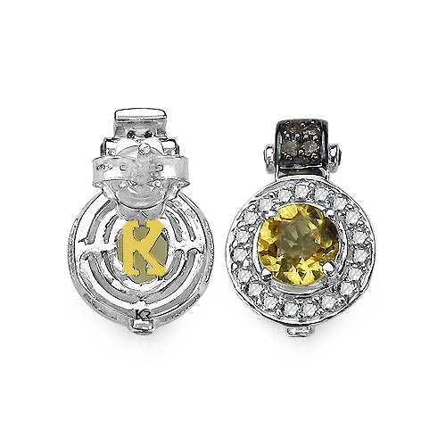 1.00 Carat Genuine Citrine and 0.31 ct..t.w Genuine Diamond Accents Sterling Silver Earrings - ThisandThatShoppe