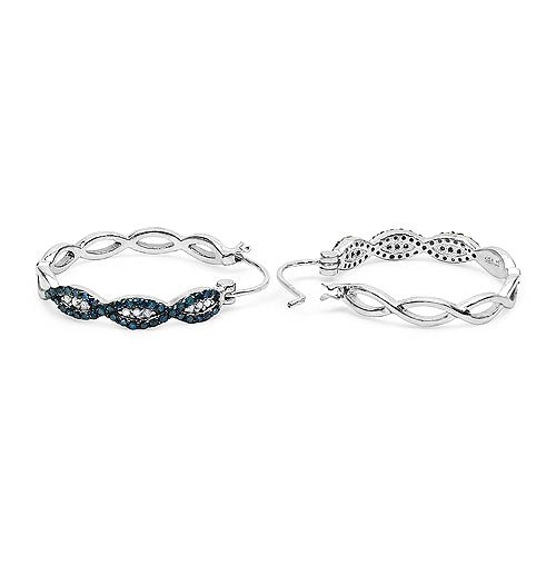 0.52 Carat Genuine Blue Diamond & White Diamond .925 Sterling Silver Earrings - ThisandThatShoppe