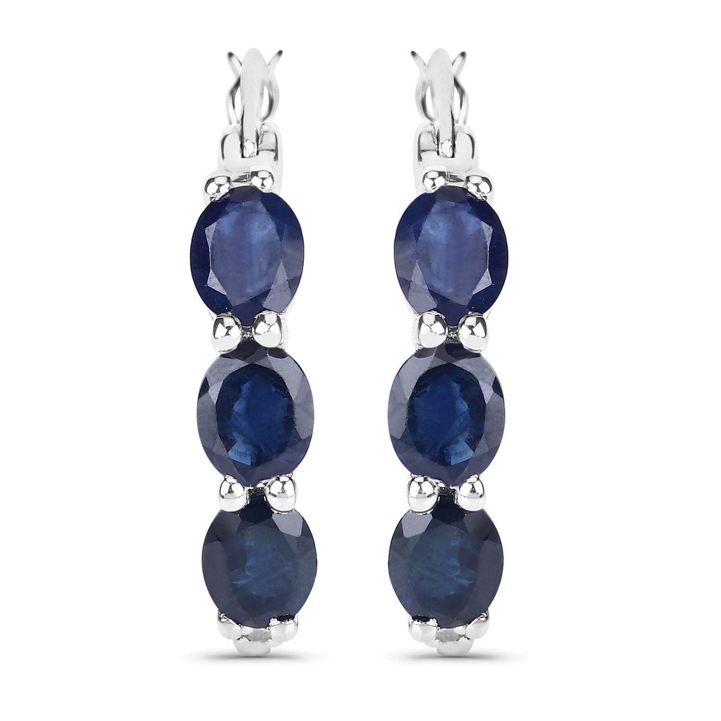 2,05 Karat echte blaue Saphir- und weiße Diamantohrringe aus 925er Sterlingsilber