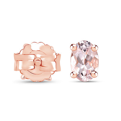 18K Rosévergoldete 0.80 Karat Echte Morganit .925 Sterling Silber Ohrringe