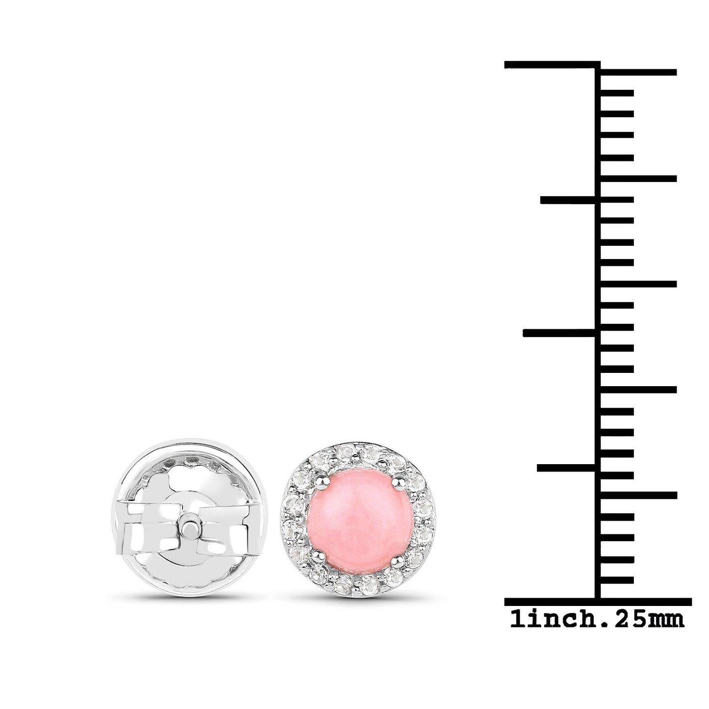 1,36 Karat echte rosa Opale und weiße Topase in 925er Sterlingsilber-Ohrringen