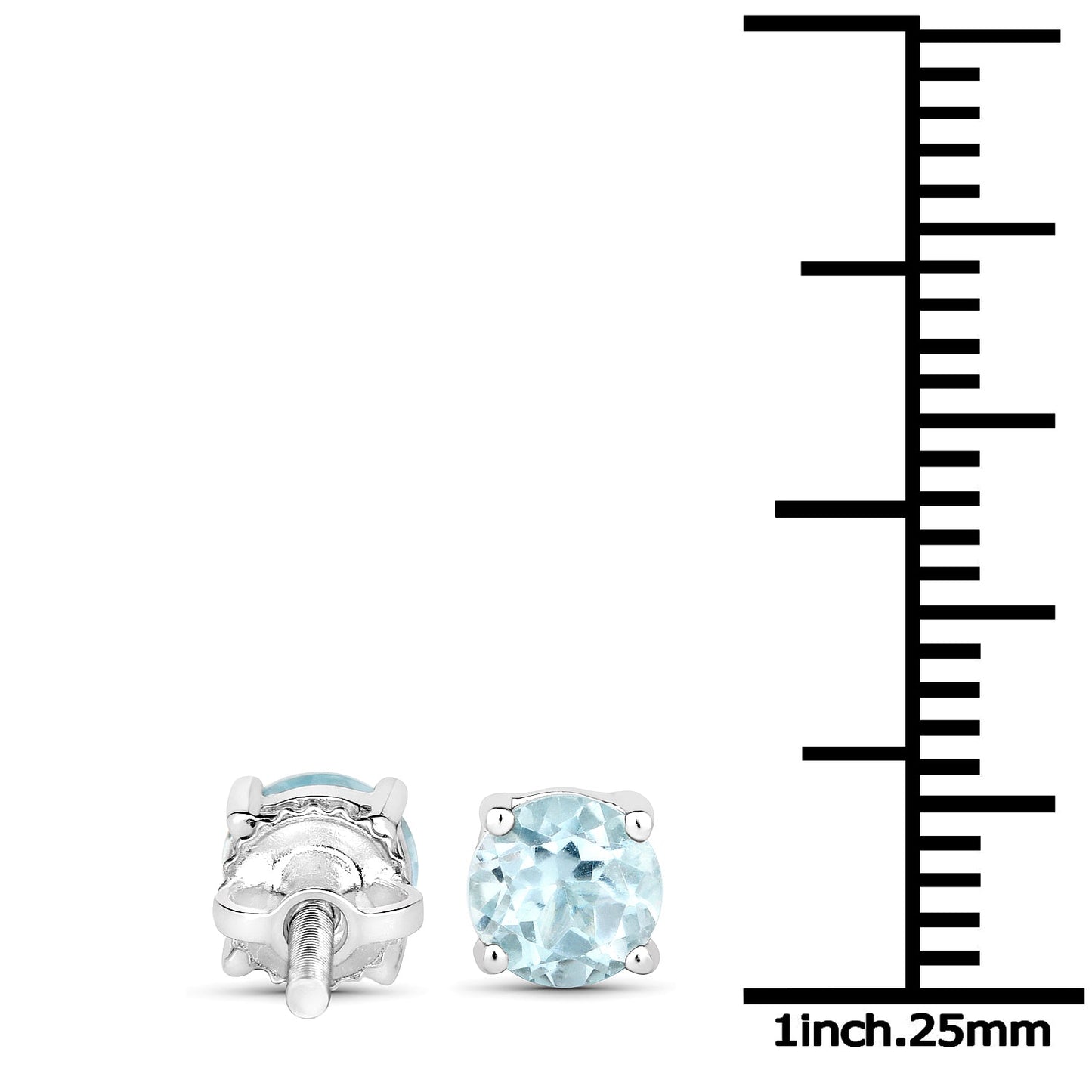 1.20 ct Genuine Blue Topaz .925 Sterling Silver Earrings