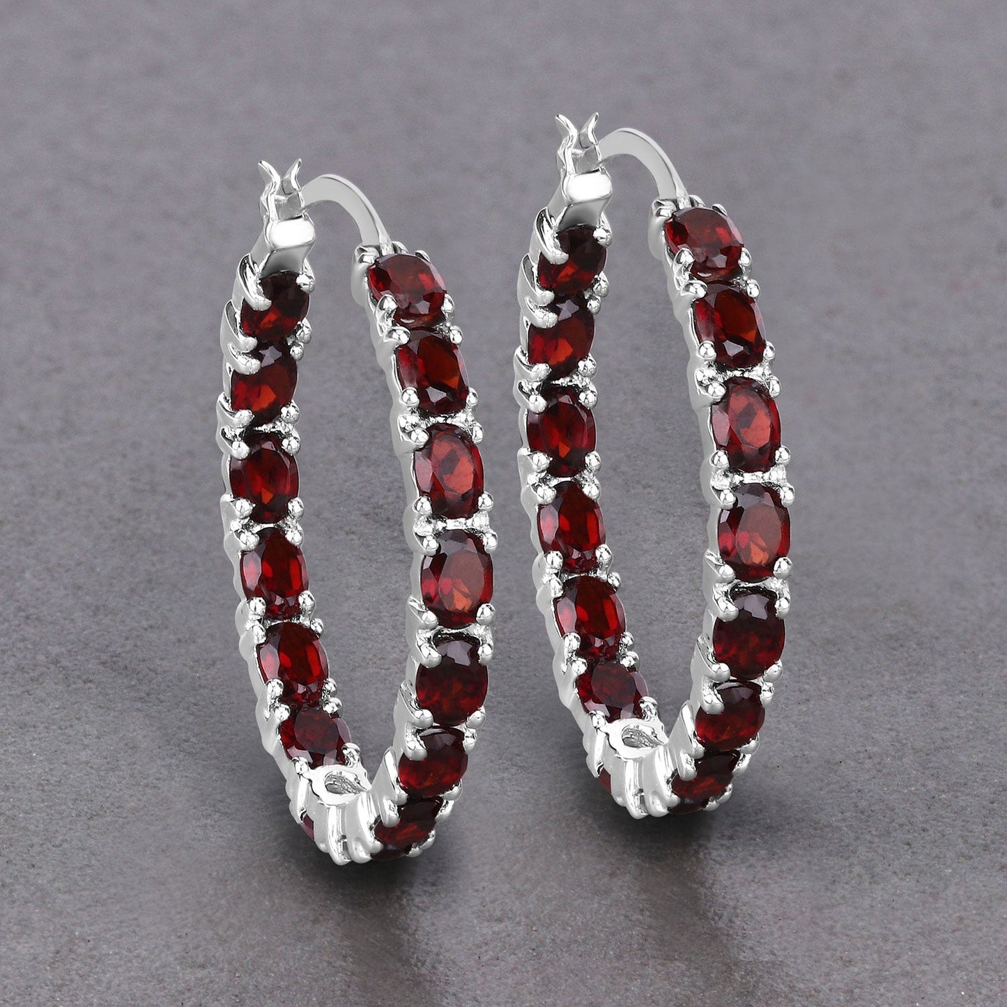 6.00 ct. Genuine Garnet .925 Sterling Silver Earrings