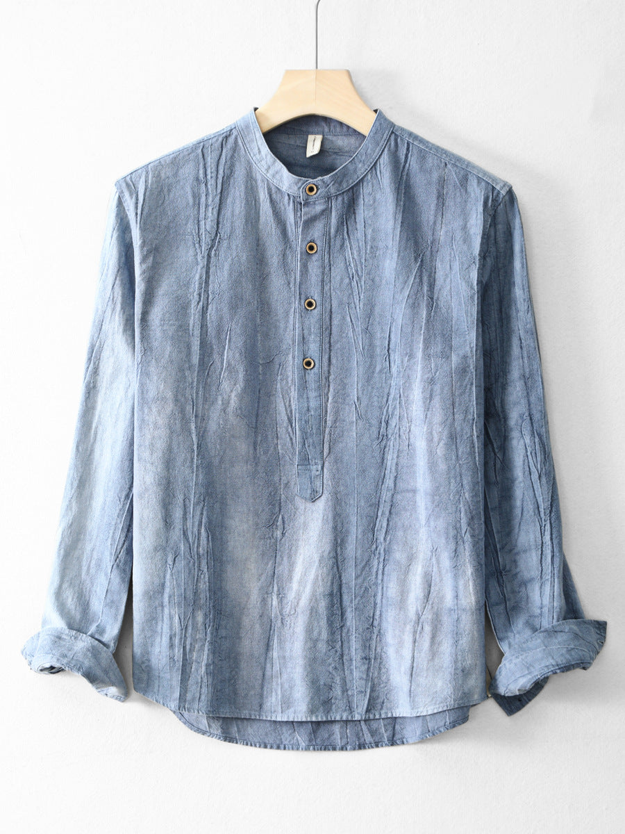 New Mens Ramie Minimalist Casual Shirt