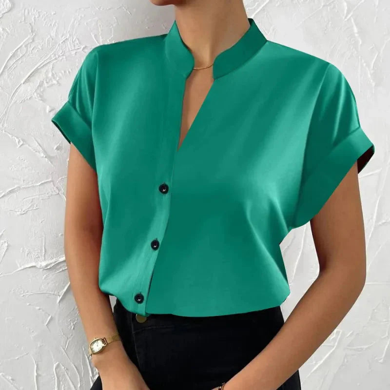 đ§Ą Summer Women's Satin V-Neck Short Sleeve Shirt â Elegant Casual Wear