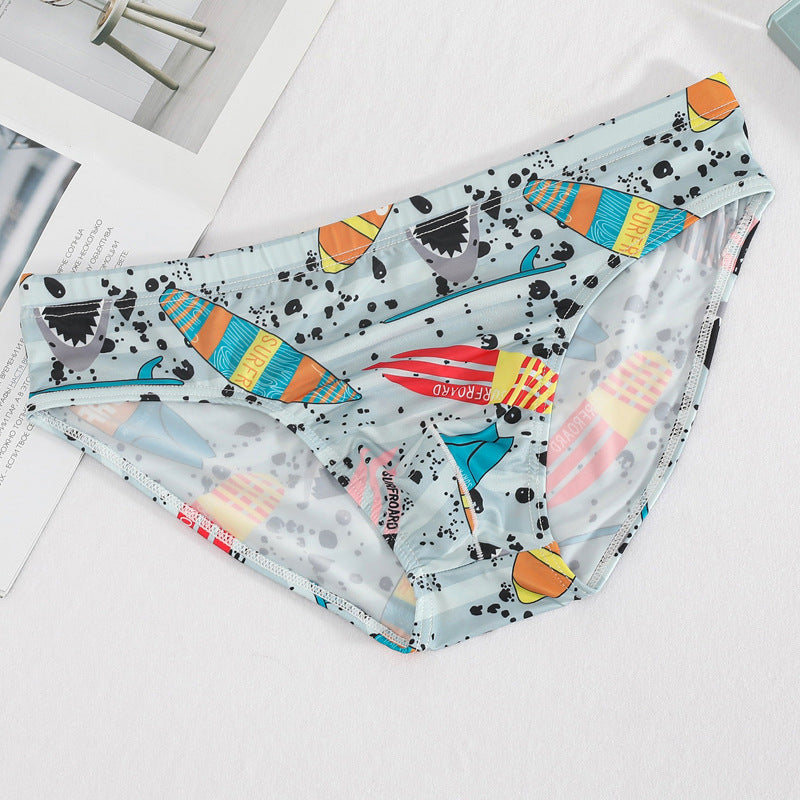 Briefs Printed Ice Silk Underwear Breathable Refreshing Thin Panties