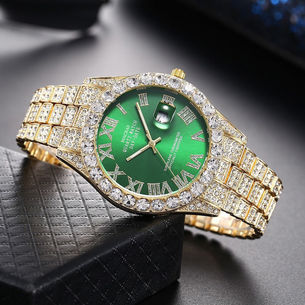 Roman Numeral Dial Steel Band Quartz Watch