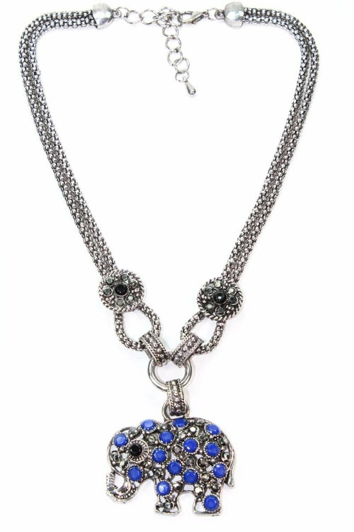 Collier Pendentif Éléphant Argent Pierre Précieuse Charme Bohème