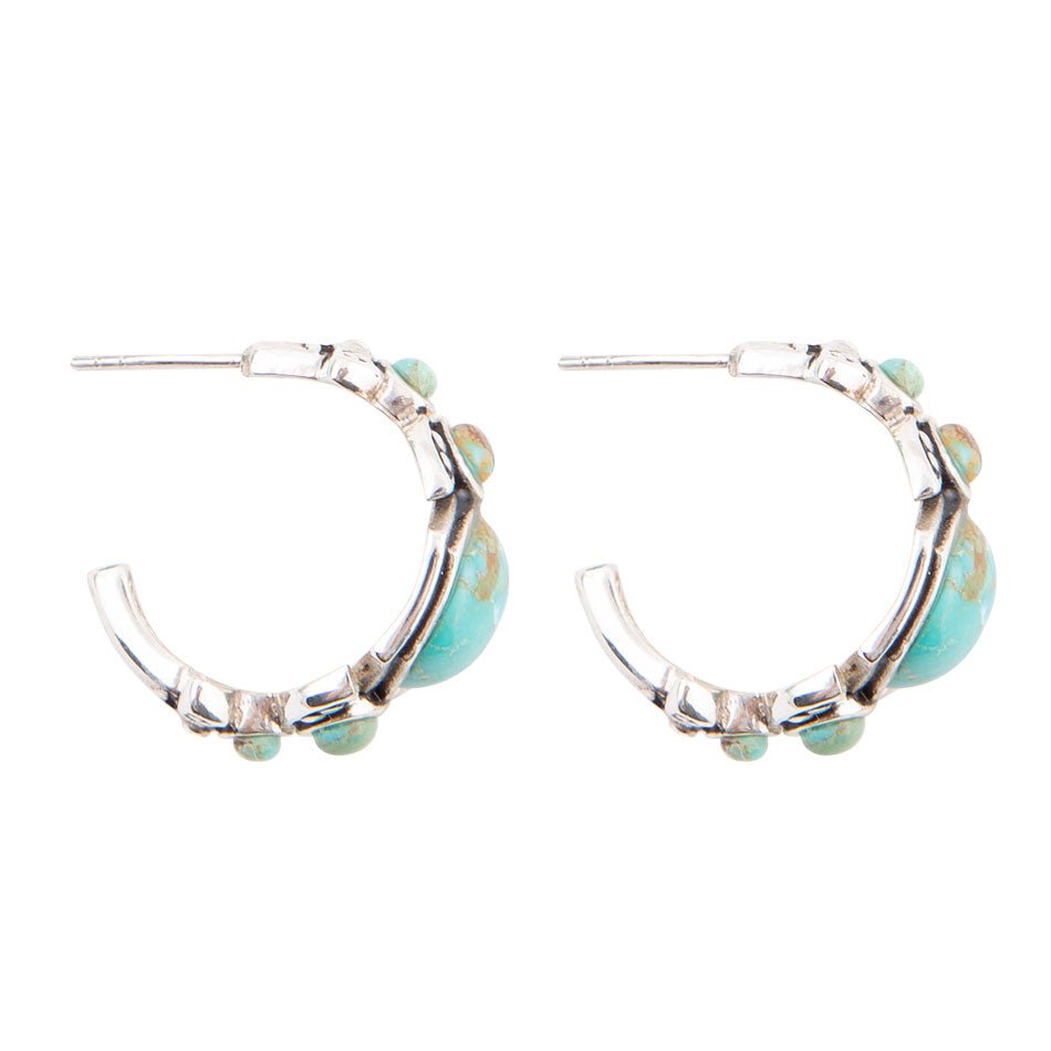 Emile Blue Turquoise Sterling Silver Hoop Earrings - ThisandThatShoppe