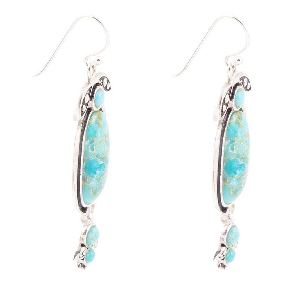 Emile Blue Turquoise Sterling Silver Dangle Earrings - ThisandThatShoppe