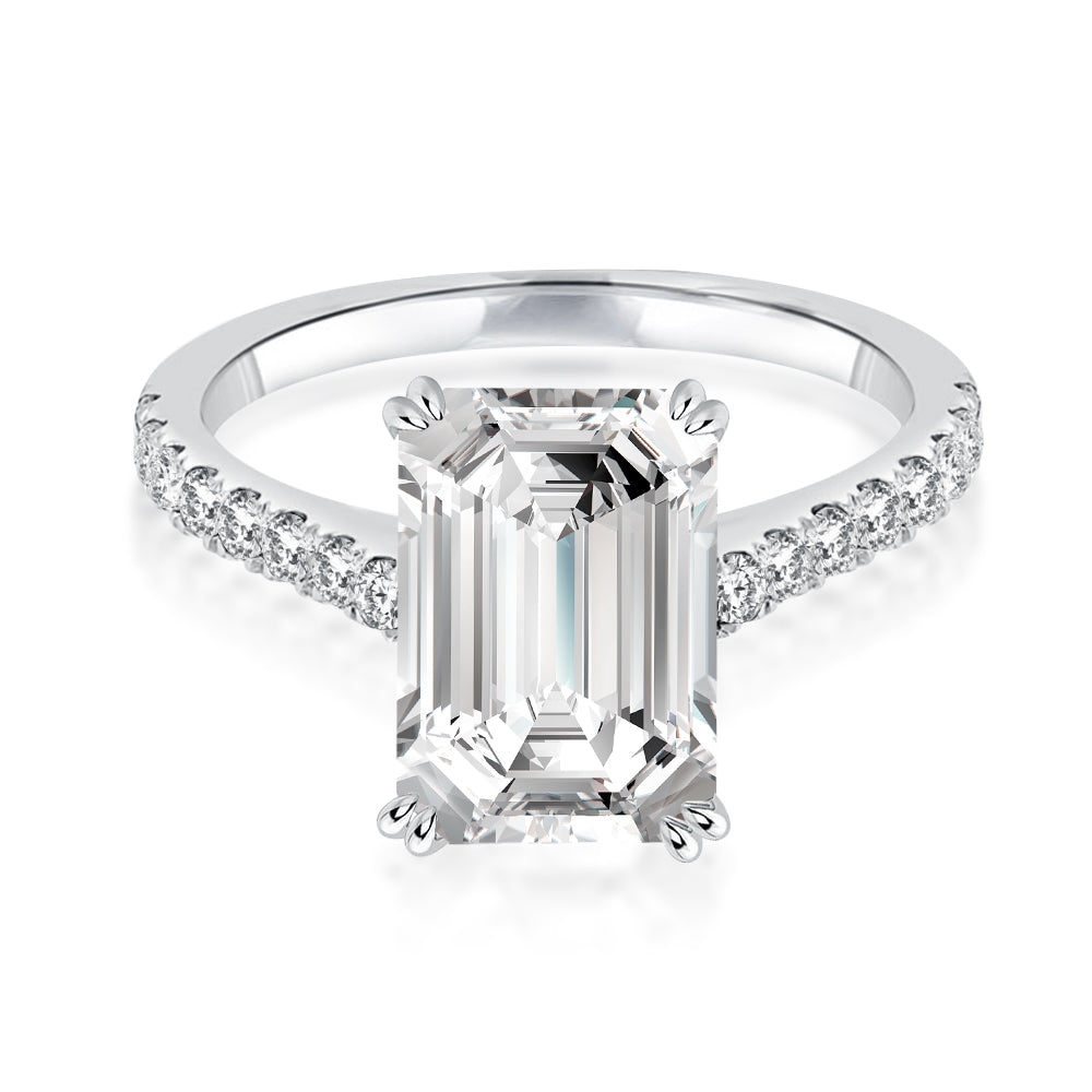 Rodiffy Moissanite 4.5 Ct Emerald Cut Engagement Ring For Women - ThisandThatShoppe