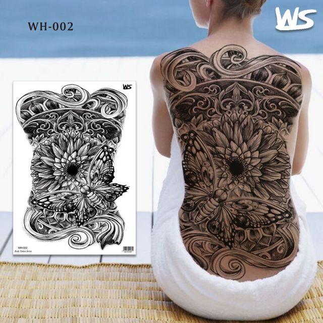 Extra Large Back Temporary Lion Tatoo Sticker Waterproof Black Luxury Big Modern Design For Mens