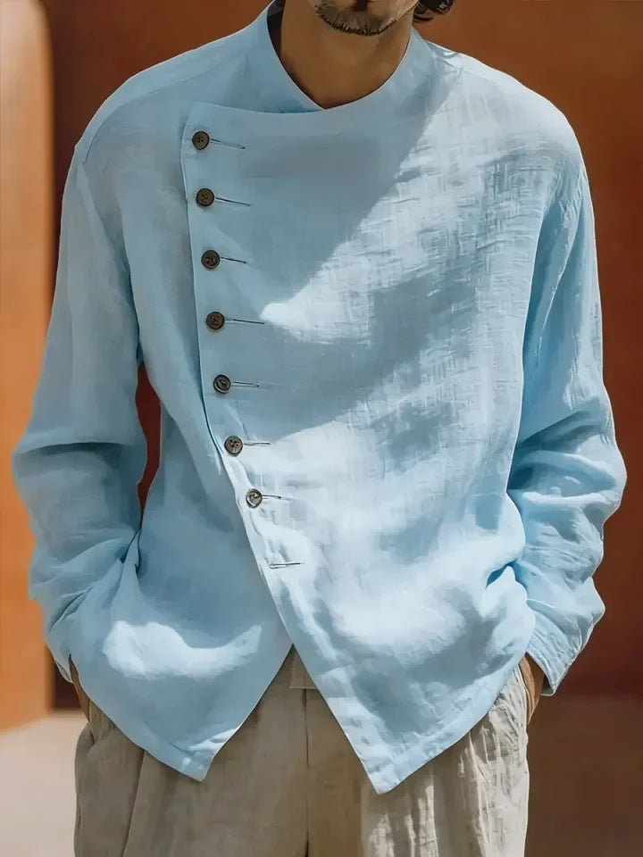 Mens Retro Loose-Fit Crew-Neck Shirt