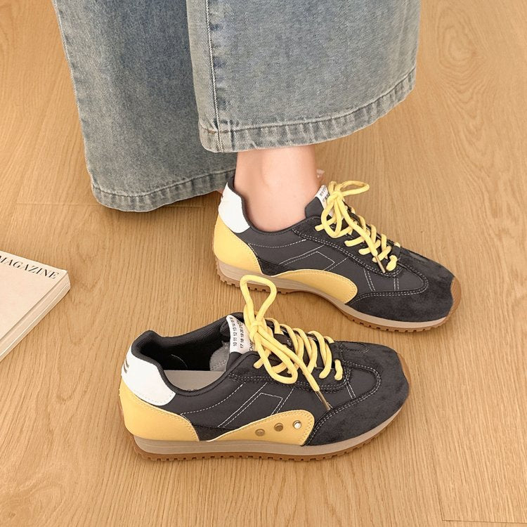 New Summer Women's German Trainer Shoes, Lace-Up Platform Height Increasing Versatile Casual Sneakers