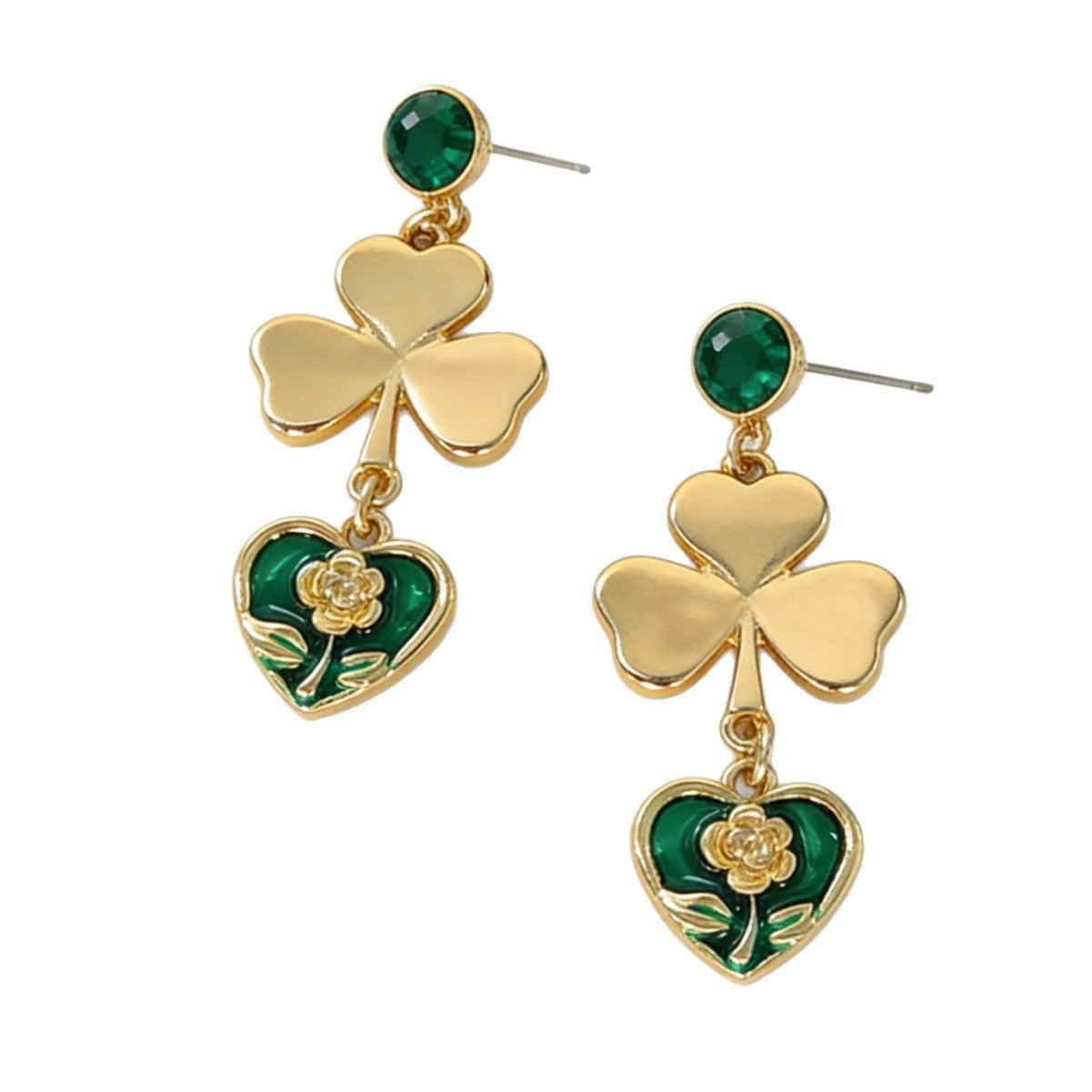 Women New Niche Floral Heart Drop Earrings, Wholesale High-End Light Luxury Ladies Ear Ornaments