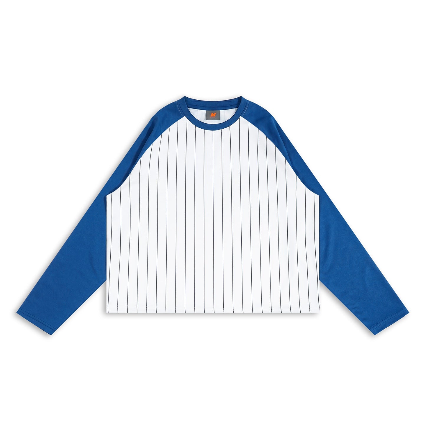 Mens Short Raglan-Style Baseball Long-Sleeve Striped Casual T-Shirt