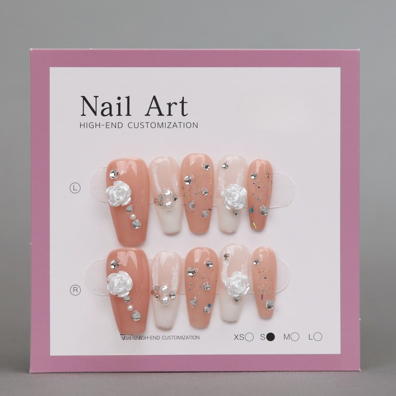 3D White Rose Acrylic Nails
