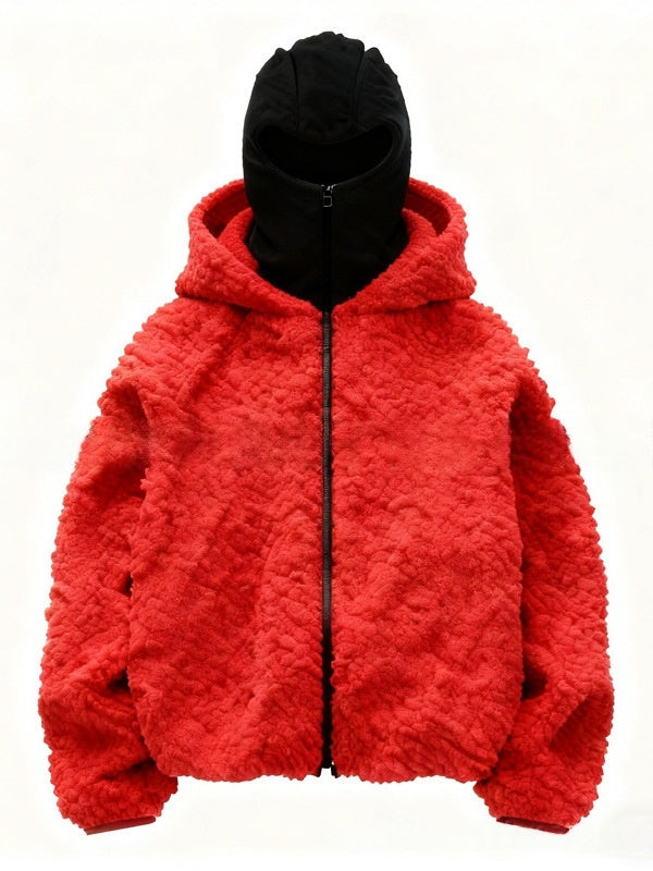 Double-hooded Cardigan Fleece Thermal Sweatshirt