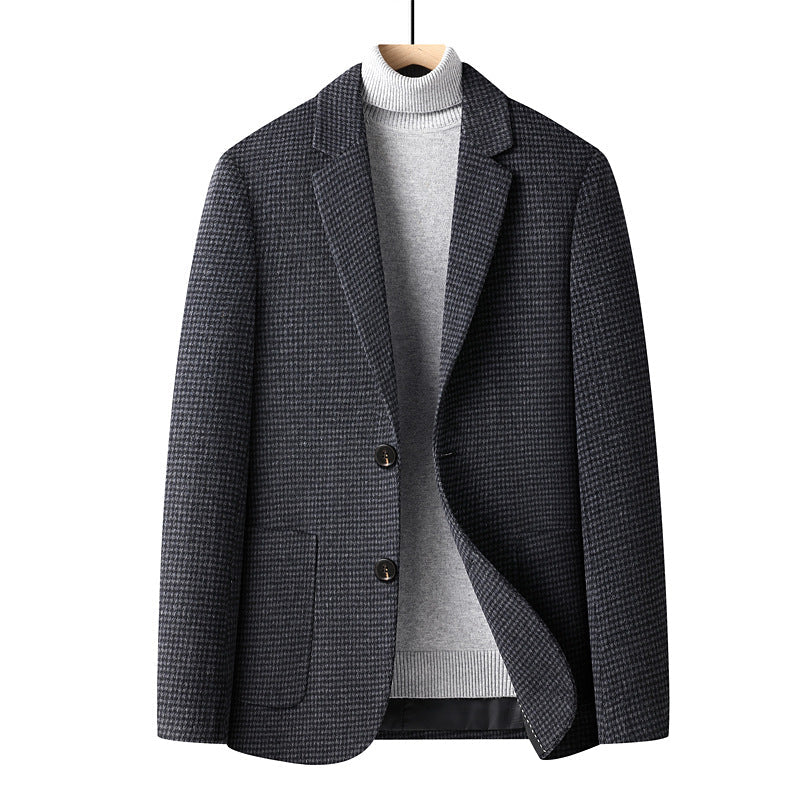 Autumn And Winter Solid Color Short Wool Woolen Men's Suit
