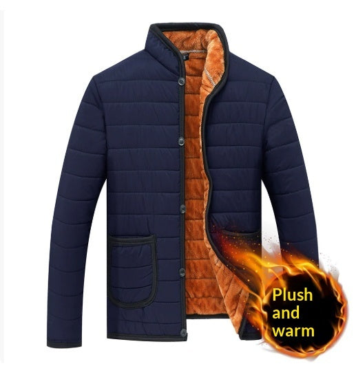 Mens Stand-Up Collar Padded Cotton-Padded Jacket